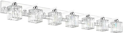 Vista 35 de Aipsun Accesorios de iluminación de tocador de baño, luces de tocador de cristal para baño, 2 luces, accesorios de iluminación de pared de acero
