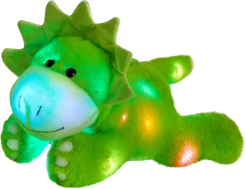 Vista 16 de Glow Guards Peluche de dinosaurio Triceratops de 12 pulgadas, juguete de peluche de dinosaurio suave con luces nocturnas mágicas y canción de cuna
