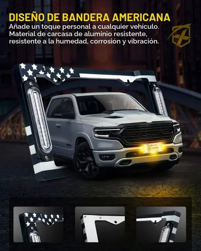 Vista 2 de Xprite 36 luces LED estroboscópicas para matrícula, bandera de EE. UU., luces delanteras/traseras, 22 modos de precaución, marco de precaución