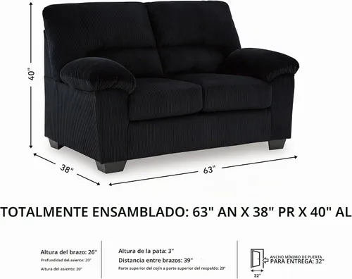 Vista 3 de Signature Design by Ashley Sofá biplaza, sin ensamblaje de 63 pulgadas