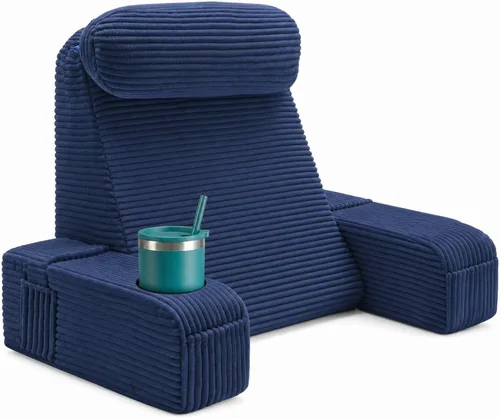 Vista 11 de Almohada de lectura para adultos, almohada de espalda para sentarse en la cama, almohada de respaldo para sentarse en la cama, brazos desmontables