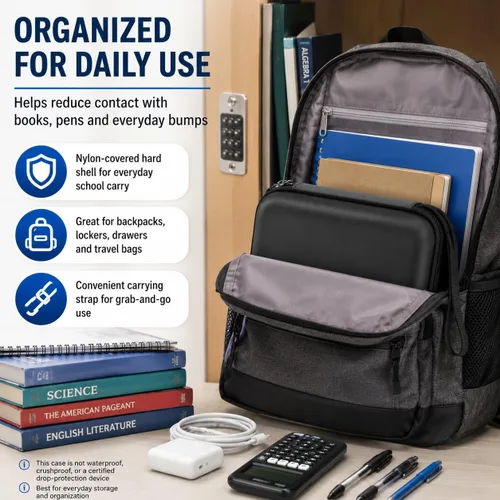 Vista 5 de PAIYULE Estuche rígido para calculadora TI-84 Plus CE/Evo/TI-30XS/TI-Nspire Negro para TI-84