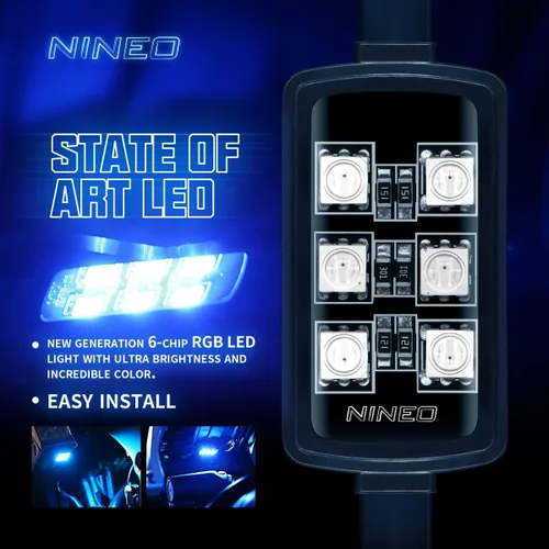 Vista 2 de NINEO 8 tiras de luces LED RGB para motocicleta, multicolor neón con control remoto inteligente, compatible con Carts Trikes Cruiser Scooter ATV