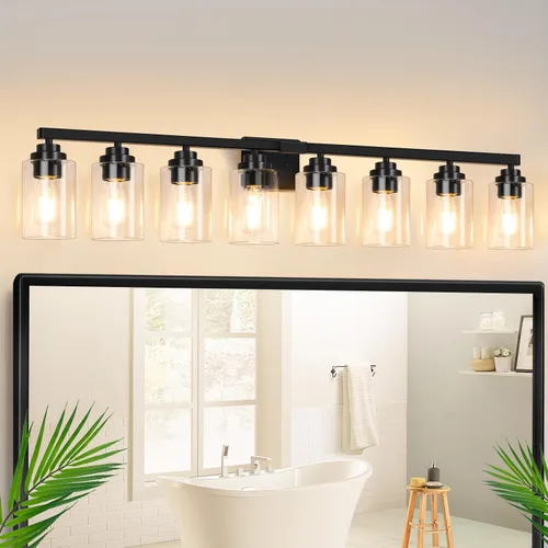 Vista 22 de VerRon Juego de 2 apliques de pared para baño, lámparas modernas de tocador, faroles de montaje de bronce cepillado al óleo, luces de pared