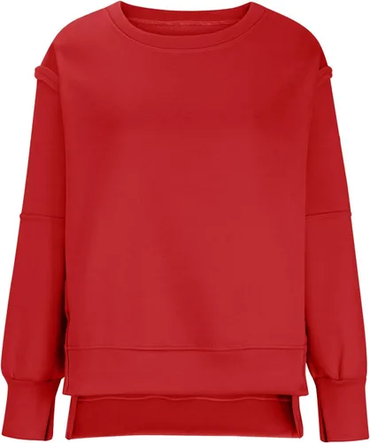Vista 6 de Ceboyel Sudadera de gran tamaño para mujer 2023, color sólido, cuello redondo, suéter con abertura lateral, cómodo ropa de moda de otoño