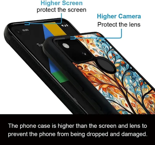 Vista 917 de Compatible con Google Pixel 4A 5G Mobile Case Creative Acrylic Panel trasero Silicona Protección Grip especialmente diseñado para Google Pixel 4A 5G