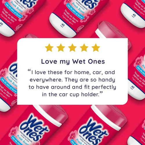 Vista 12 de Wet Ones Toallitas de mano antibacterianas, aroma fresco, el embalaje puede variar, blanco, 40 unidades Hand sanitizer wipes, Click-top canister