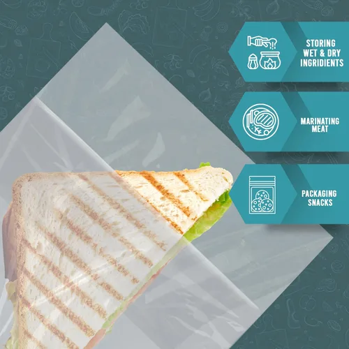 Vista 3 de PAMI Bolsas de sándwich plegables [200 piezas], bolsas de plástico desechables sin cremallera, bolsas plegables fáciles de abrir para almuerzo