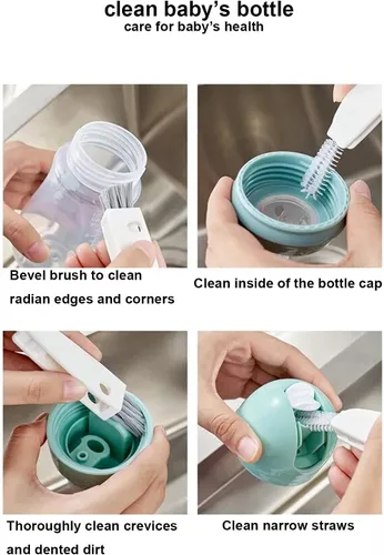 Vista 5 de Pequeño cepillo de limpieza - Mini cepillo multifuncional de limpieza de hendiduras, herramientas de limpieza de botellas de agua para vaso