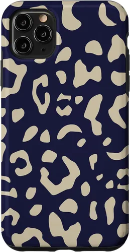 Vista 11 de Funda con estampado de leopardo azul marino beige para iPhone 15