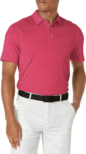Vista 4 de Cutter & Buck Polo Drytec Forge a rayas de lápiz que absorbe la humedad para hombre Negro