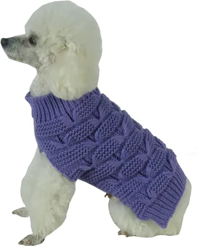 Vista 3 de Pet Life ® Suéter para perro de otoño e invierno con cuello de tortuga, suéter cálido para mascotas Púrpura