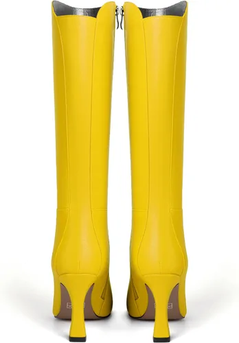Vista 4 de SKYSTERRY Botas de tacón alto con cremallera mate para mujer, con punta redonda, de 3.3 pulgadas