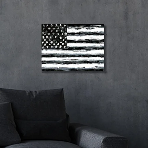 Vista 5 de SD SOFT DANCE Lienzo decorativo para pared, diseño de bandera americana, imagen patriótica de Estados Unidos, estrellas blancas y negras, pintura