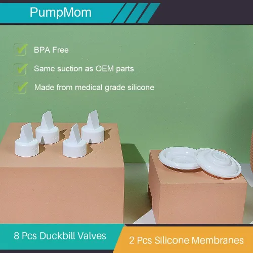 Vista 6 de 8 válvulas de pico de pato y 2 membranas para piezas de extractor de leche Spectra Accesorios de bomba de silicona sin BPA compatibles