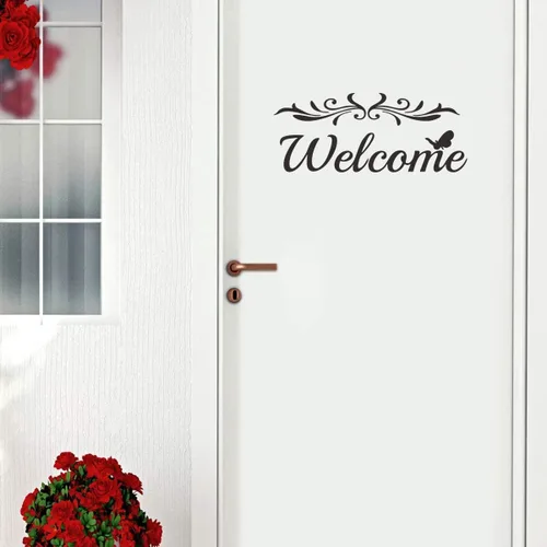 Vista 7 de 2 hojas de calcomanías de bienvenida – Calcomanías de vinilo para puerta delantera, cartas de bienvenida, entrada, oficina, dormitorio y puertas