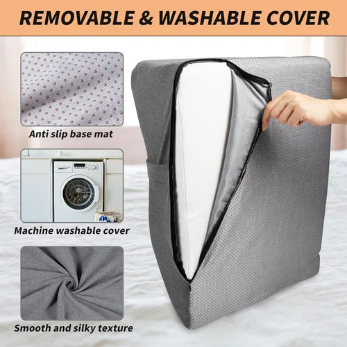Vista 7 de itcozy - Almohada de elevación de piernas con espuma viscoelástica suave, almohada en forma de cuña para leer, descansar, cirugía, alivia el dolor
