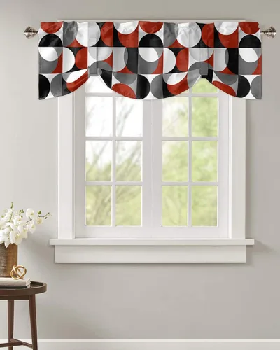 Vista 46 de Cortinas de cocina de Navidad, cenefa semitransparente ajustable con lazo, muñeco de nieve, copo de nieve, bolsillo para barra, tratamiento