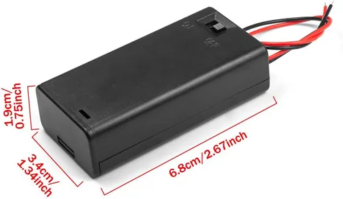 Vista 3 de 5 soportes de batería AA con interruptor, 2 fundas de batería AA de 1.5 V con cables e interruptor de encendido/apagado (paquete de 5)