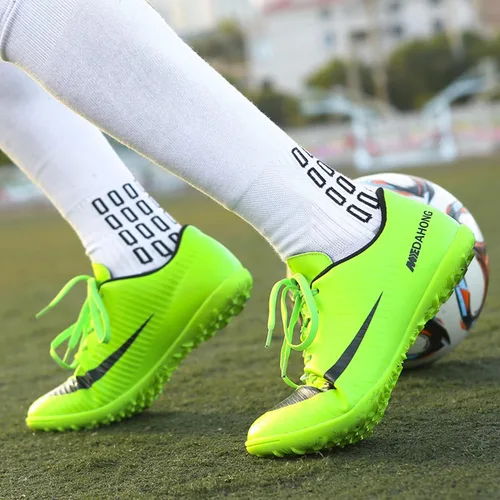 Vista 7 de UYO Zapatos de fútbol para hombre, tacos de fútbol, botas altas con cordones, botas de rugby AGFG