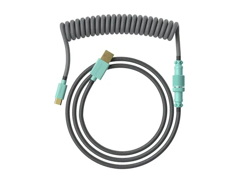 Vista 11 de Ranked Cable de teclado en espiral Cable trenzado de doble manga hecho a mano USB tipo C a A Conector aviador de 5 pines para teclado mecánico