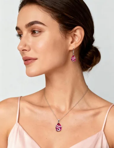 Vista 3 de STARCHENIE Juego de joyas de plata de ley 925 con rubí para mujer, con piedra natal de corte pera, regalo de julio