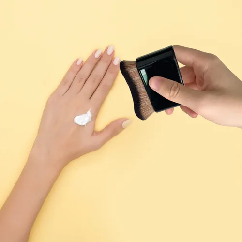 Vista 4 de 2 brochas de bronceado corporal, brocha de maquillaje de sirena, brocha grande de maquillaje para base Kabuki para maquillaje de cara bronceada Negro