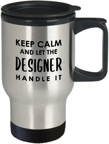 Vista 2 de Idea de regalo de agradecimiento para diseñador, taza de café aislada con mango de texto "Keep Calm Handle", diseño de interiores de UX, diseño