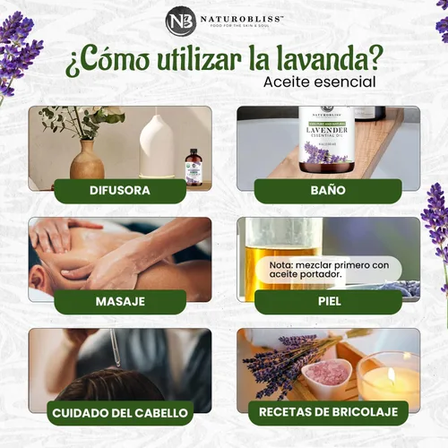 Vista 5 de NaturoBliss Aceite Esencial de Lavanda Orgánica, 100% Puro Grado Terapéutico, Calidad Premium, 1 fl. Oz / 30 ml - Perfecto para Aromaterapia