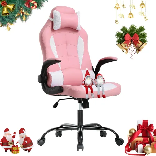 Vista 9 de Silla de videojuegos de respaldo alto, silla de computadora con reposacabezas y soporte lumbar, silla de computadora de altura ajustable, silla