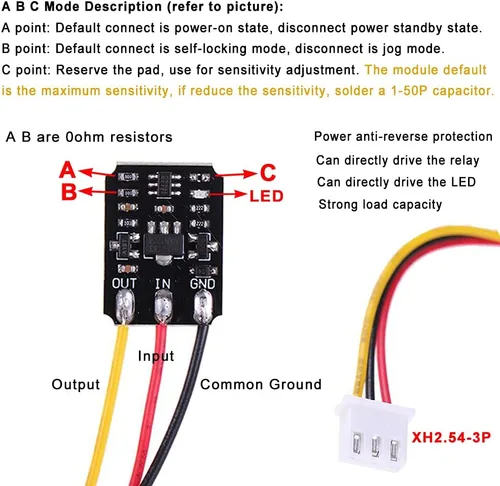 Vista 5 de 2 unids DC 3V-18V 5V 12V 2.5A Interruptor táctil capacitivo miniatura módulo sensor mini biestable control de interruptor electrónico para relé LED