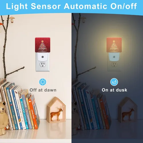 Vista 2 de Luz nocturna enchufable para árbol de Navidad con sensor automático de anochecer a amanecer, luces nocturnas cálidas para niños y niñas, dormitorio