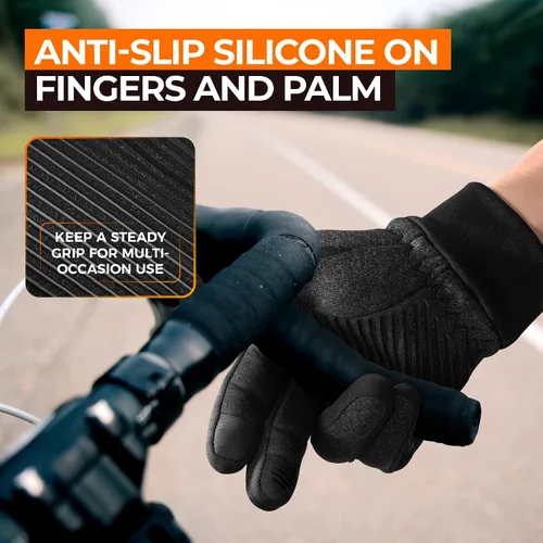Vista 3 de rivmount Guantes ligeros de invierno para correr, pantalla táctil y forro térmico antideslizante, cálido guantes térmicos, clima fresco, conducción