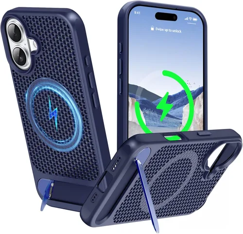Vista 11 de Funda magnética de disipación de calor para iPhone 13 Pro Max, para MagSafe, protección contra caídas Coolingf, funda con función atril ajustable