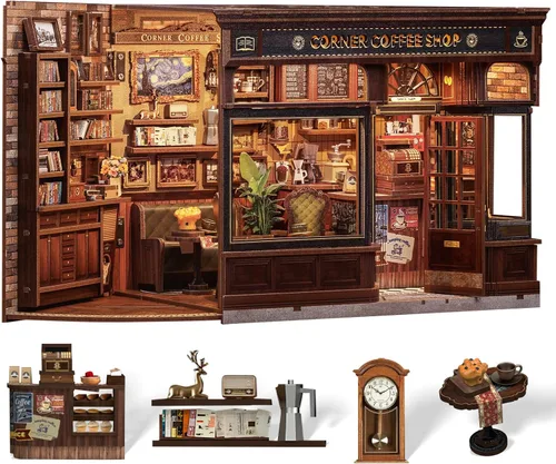 Vista 19 de Kit de rincón de libros Cutefun - Kit de casa de muñecas en miniatura de bricolaje para adultos y adolescentes, kit de construcción de mini casa