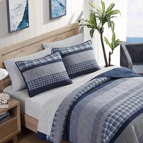 Vista 3 de Nautica Home Colección Adleson Cubrecama edredón ligero y reversible de 100 % algodón, prelavado para mayor comodidad, fácil cuidado, lavable a