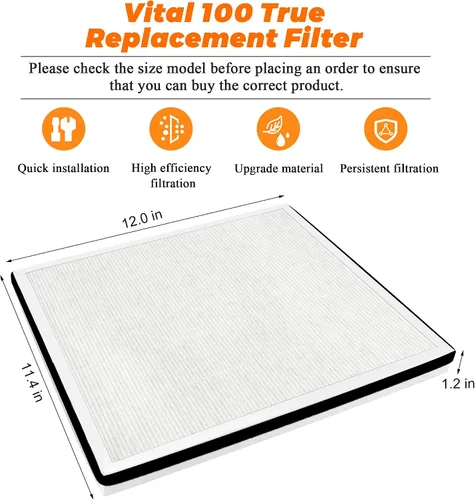 Vista 5 de Vital 100-RF Vital 100 Filtro de repuesto apto para purificador de aire LEVOIT Vital 100, sistema de filtración de carbón activado de alta