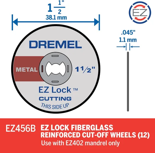 Vista 10 de Dremel EZ456B - Ruedas de corte para herramientas rotativas EZ Lock de 1 1/2 pulgadas, accesorios de corte de herramientas rotativas, perfectos