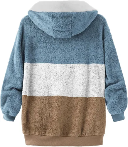 Vista 4 de Chaquetas para mujer, abrigos de lana de cordero, abrigo acolchado de piel esponjosa, abrigo cálido
