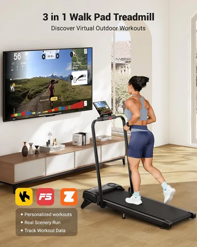 Vista 2 de THERUN Walking Pad, 2 in 1 Foldable Treadmills for Home, 2.5HP Under Desk with Handle Bar, 16" Widened Running Belt, Treadmill with Remote Control &