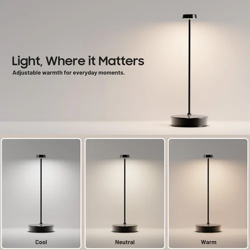 Vista 4 de Paquete de 2 lámparas de mesa LED inalámbricas, luz de mesa recargable, lámpara de mesa regulable de 3 colores, luz de mesa portátil