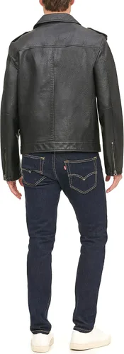 Vista 2 de Levi's Chaqueta clásica de motocicleta de piel sintética para hombre