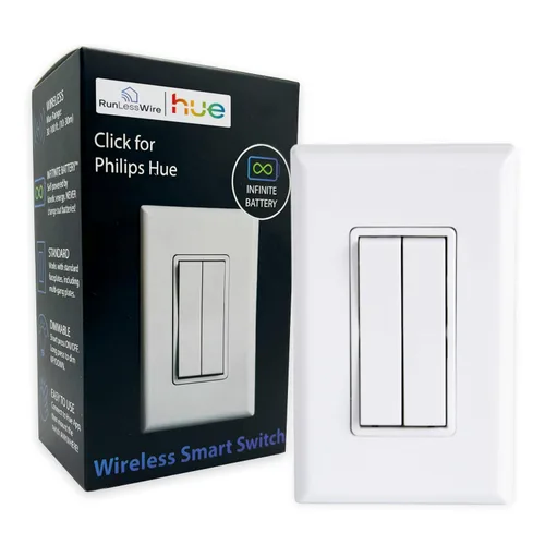 Vista 10 de RunLessWire Haga clic para Philips Hue – Interruptor de luz inteligente inalámbrico sin batería, rango de 30 pies – Funciona de forma nativa