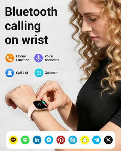 Vista 2 de ENOMIR - Reloj inteligente para mujer, pantalla ultra transparente AMOLED de 1.85 pulgadas, color rosa