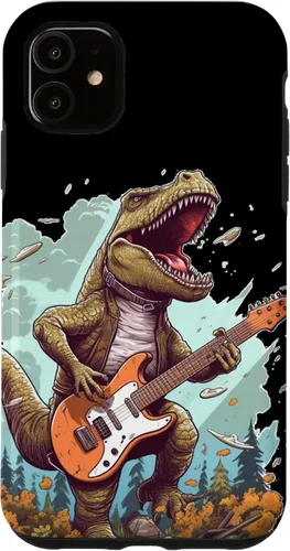Vista 8 de Funda para iPhone 16 Cool Tyrannosaurus Rex con bajo para amantes de los dinosaurios