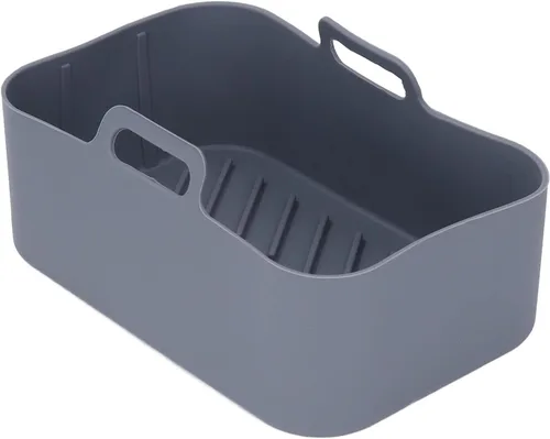 Vista 4 de Airshi Freidoras de silicona, cesta rectangular apta para lavavajillas, antiadherente, reutilizable, para la cocina del hogar (rojo y gris)
