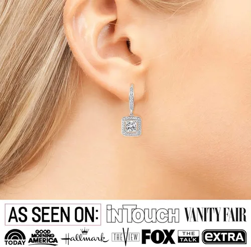 Vista 3 de Cate & Chloe Ivy Faithful Aretes de gota chapados en oro de 18 quilates con circonita cúbica, aretes chapados en oro para mujer, aretes colgantes