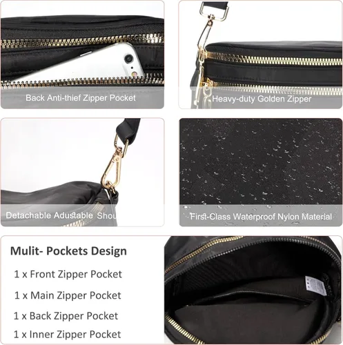 Vista 5 de Bolsos cruzados para mujer de nailon cruzado de viaje, bolsos de hombro para mujer, bolsos de pecho, mochila ligera