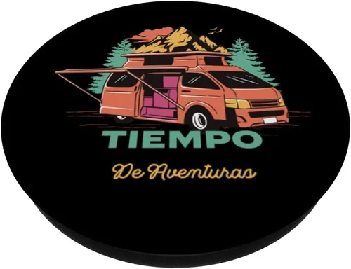 Vista 2 de Tiempo De Aventuras Camper Van Travel PopSockets Adhesive PopGrip