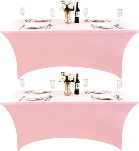 Vista 15 de Paquete de 2 Cubiertas de Mesa de Spandex de 4 pies para Mesas Plegables Rectangulares - Manteles Elásticos Ajustados Resistentes a las Arrugas